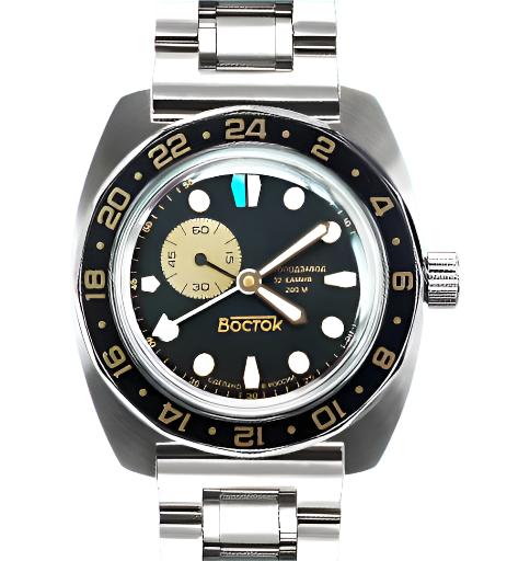 Vostok Amphibia 17098B GMT Batman Watch